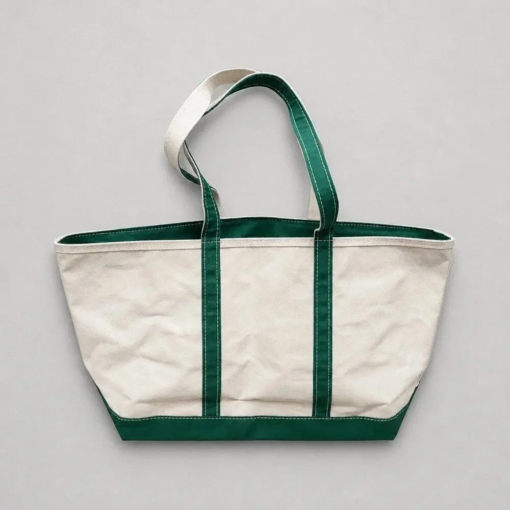 Vintage L.L. Bean Boat & Tote Canvas Bag XL Green White Made In USA NWOT - Picture 4 of 12